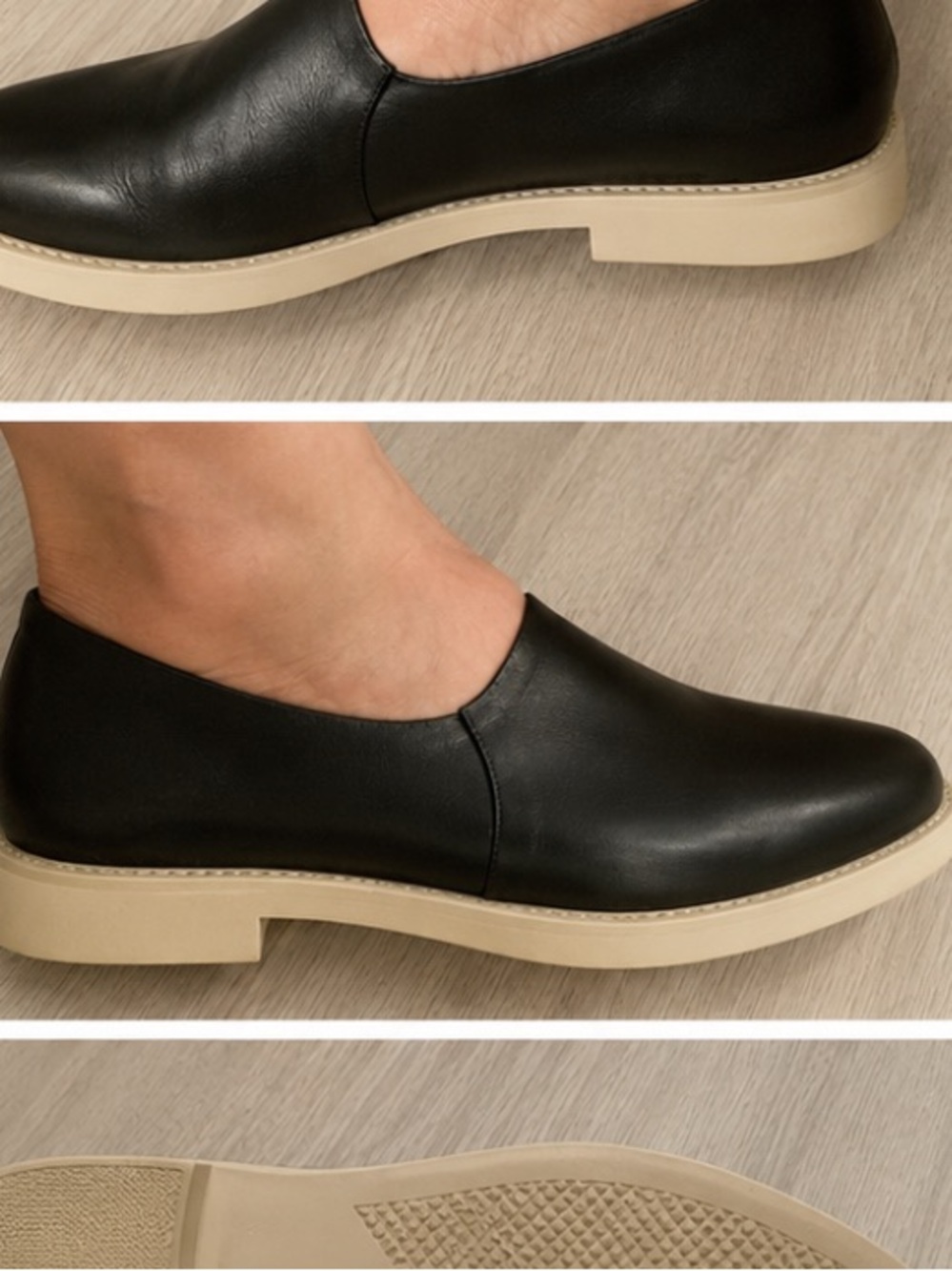 Theory Black Leather genuine low top booties with Cream Sole size US 9.5 EU 40